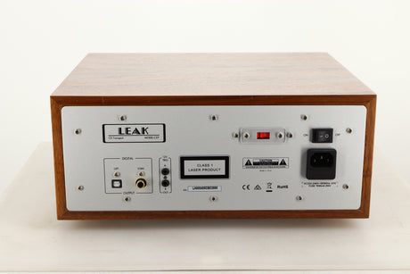 Rear view of a used Leak CDT CD Transport in Walnut finish
