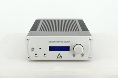 Front view of a used Leema Acoustics Elements Integrated Amplifier in silver finish 
