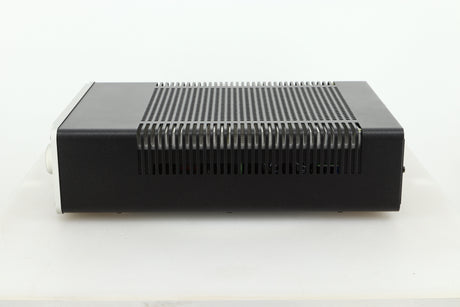 Side view of a used Leema Acoustics Elements Integrated Amplifier in silver finish 