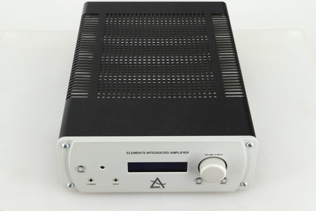 Top view of a used Leema Acoustics Elements Integrated Amplifier in silver finish 