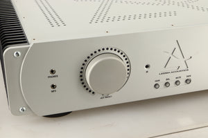 Close up view of a used Leema Tucana II Integrated Amplifier in Silver finish
