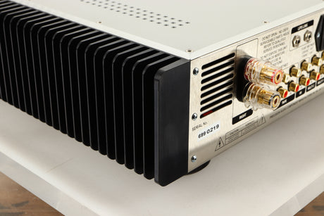 Rear left corner view of a used Leema Tucana II Integrated Amplifier in Silver finish