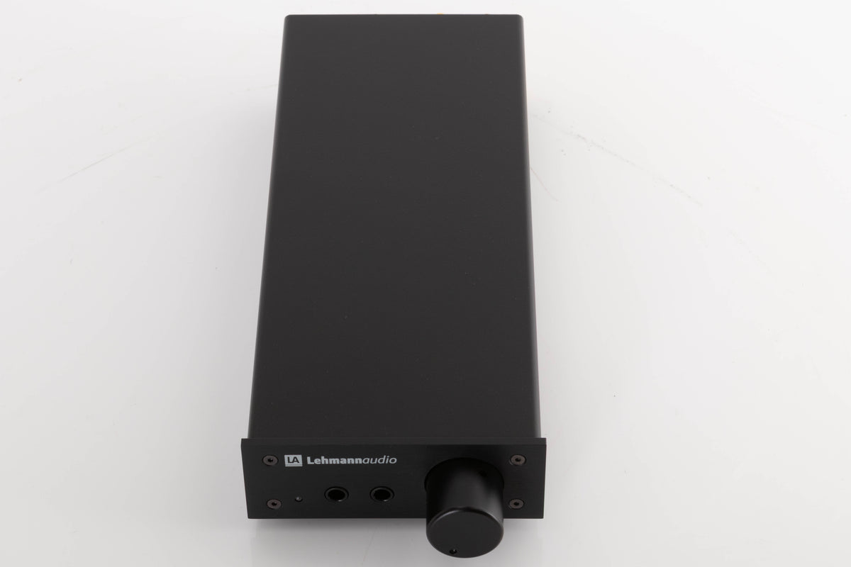 Top of a used Lehmann Linear Headphone Amplifier in a Black finish