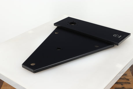 Front left angle of a used Linn Kore For Ekos LP12 Sub Chassis in a black finish