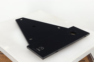 Front right angle of a used Linn Kore For Ekos LP12 Sub Chassis in a black finish
