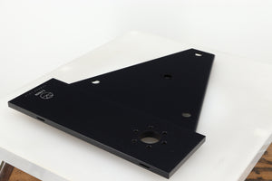 Rear right angle of a used Linn Kore For Ekos LP12 Sub Chassis in a black finish