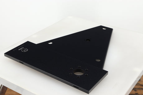 Rear right angle of a used Linn Kore For Ekos LP12 Sub Chassis in a black finish