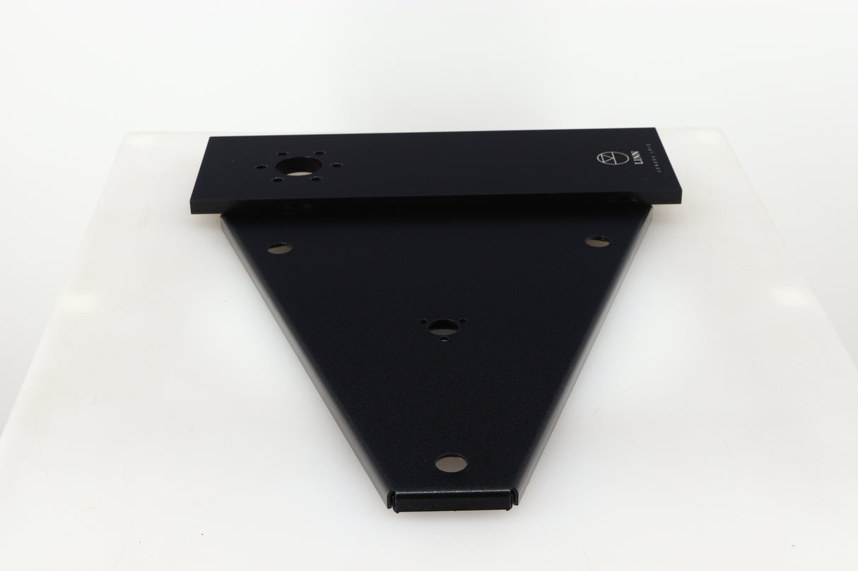 Left side view of a used Linn Kore For Ekos LP12 Sub Chassis in a black finish