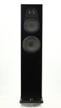 Front view of a used Linn 150 Floorstanding Speaker W/ Upgraded Bases in a black finish