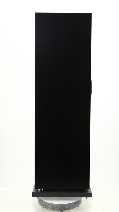 Left side view of a used Linn 150 Floorstanding Speaker W/ Upgraded Bases in a black finish