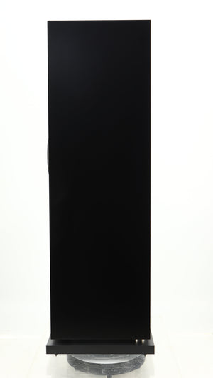Right side view of a used Linn 150 Floorstanding Speaker W/ Upgraded Bases in a black finish