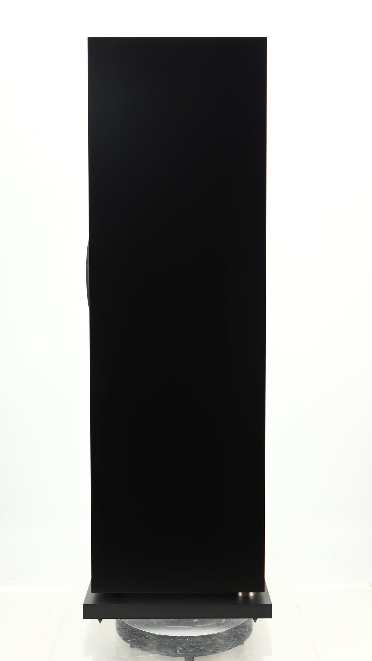 Right side view of a used Linn 150 Floorstanding Speaker W/ Upgraded Bases in a black finish