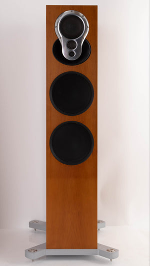 Front view of a used Linn 242 Floorstanding Speaker in a Cherry finish