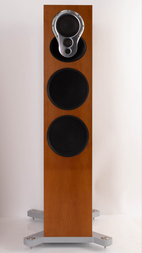 Front view of a used Linn 242 Floorstanding Speaker in a Cherry finish
