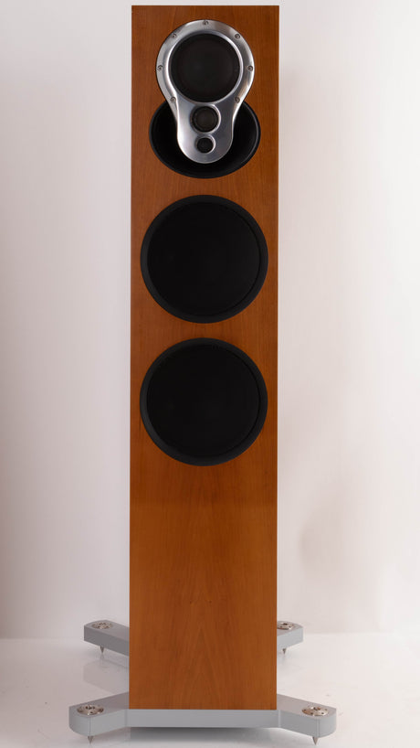 Front view of a used Linn 242 Floorstanding Speaker in a Cherry finish