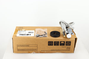 Box for a used Linn Akito MK3B Tonearm in a black finish showing Tonearm Cable, Allen Key, Lever and Screws