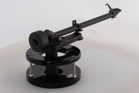 Rear left angle of a used Linn Akito MK3B Tonearm in a black finish 