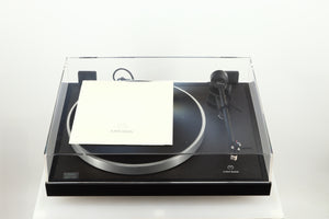 Top of a used Linn Basik Turntable / Akito Tonearm in a black finish showing Manual