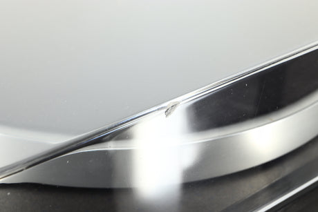 Close up of a used Linn Basik Turntable / Akito Tonearm in a black finish showing a chip on the front edge lid