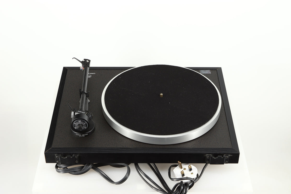 Rear view of a used Linn Basik Turntable / Akito Tonearm in a black finish