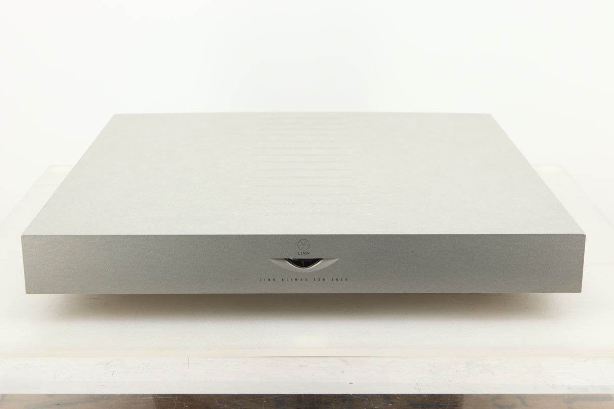 Front view of a used Linn Klimax Solo 500 Power Amplifier with Dynamik Power Supply