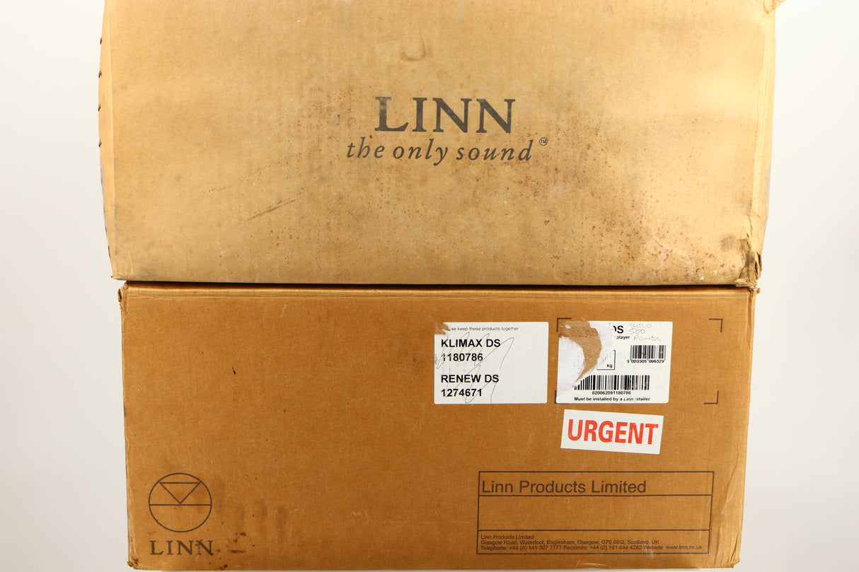 Boxes for a used Linn Klimax Solo 500 Power Amplifier in a silver finish