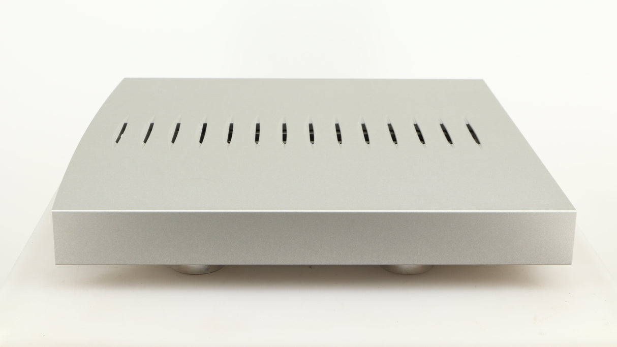 Left side view of a used Linn Klimax Solo 500 Power Amplifier in a silver finish