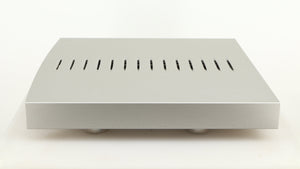 Left side view of a used Linn Klimax Solo 500 Power Amplifier in a silver finish