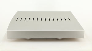 Left side view of a used Linn Klimax Solo 500 Power Amplifier in a silver finish