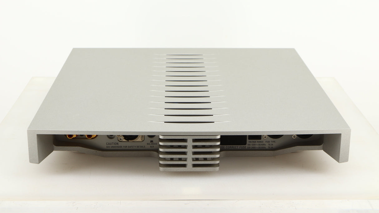 Rear of a used Linn Klimax Solo 500 Power Amplifier in a silver finish