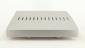 Right side view of a used Linn Klimax Solo 500 Power Amplifier in a silver finish