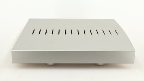 Right side view of a used Linn Klimax Solo 500 Power Amplifier in a silver finish