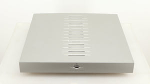 Top of a used Linn Klimax Solo 500 Power Amplifier in a silver finish