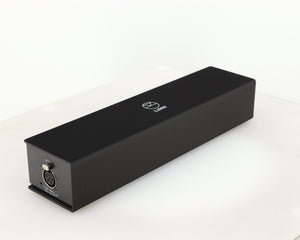 Front left corner of a used Linn Lingo 4 Turntable Power Supply in a black finish