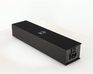 Front right corner of a used Linn Lingo 4 Turntable Power Supply in a black finish