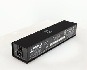 Rear right corner of a used Linn Lingo 4 Turntable Power Supply in a black finish
