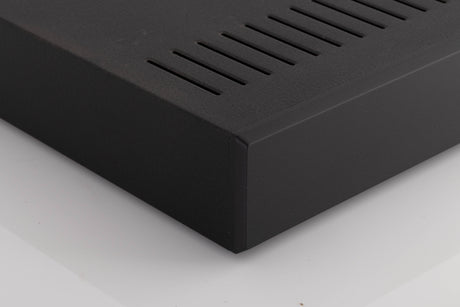 Front left corner of a used Linn LK85 Power Amplifier in a Black finish