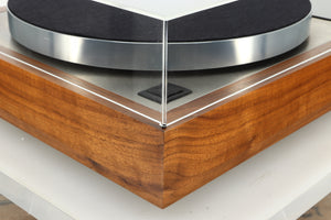 Front left view of a used Linn LP12 Select Turntable in walnut finish 