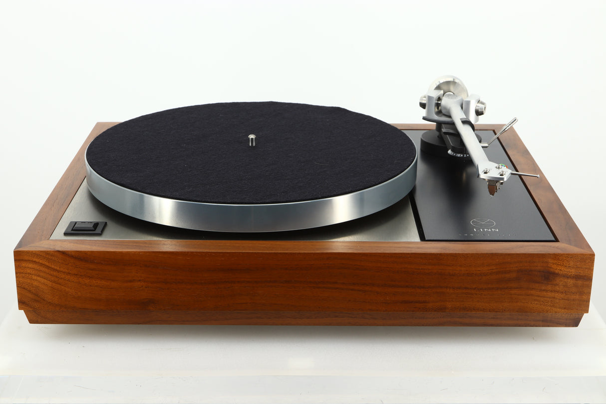 Front view of a used Linn LP12 Select Turntable in walnut finish 