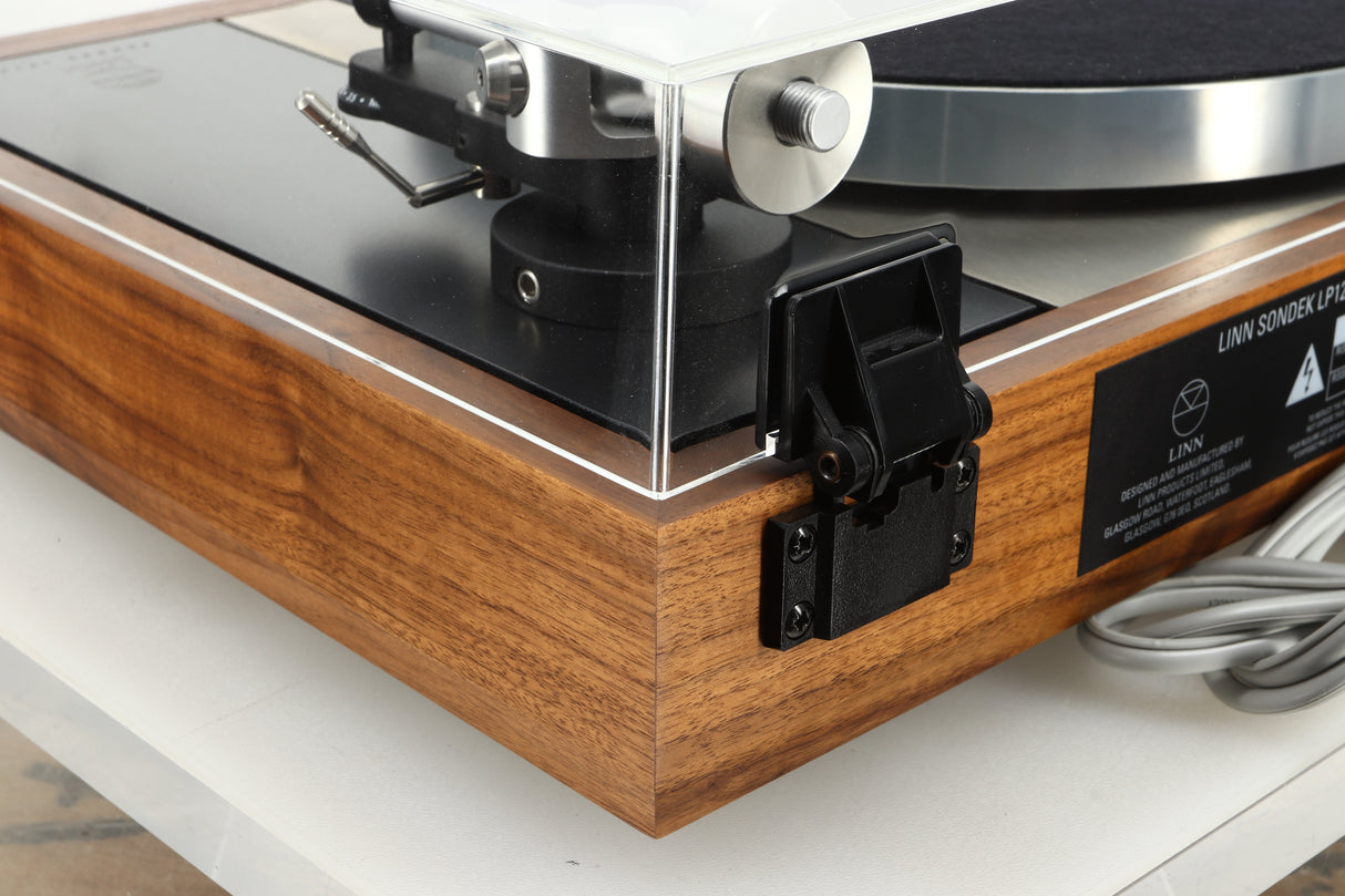 Rear left view of a used Linn LP12 Select Turntable in walnut finish 