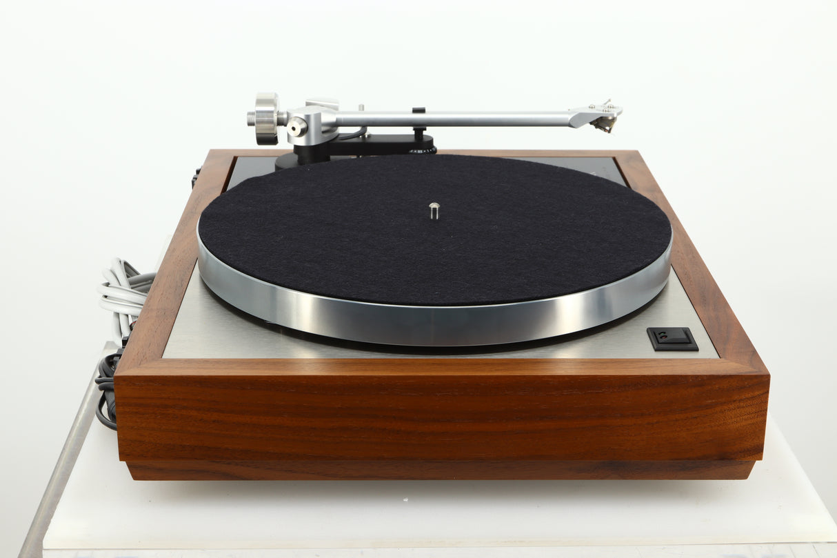 Side view of a used Linn LP12 Select Turntable in walnut finish 