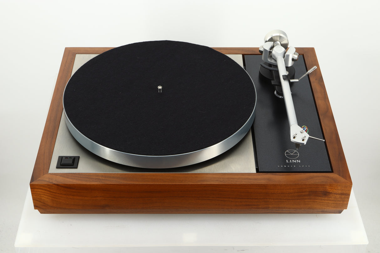 Top view of a used Linn LP12 Select Turntable in walnut finish 