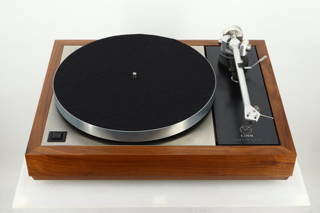Top view of a used Linn LP12 Select Turntable in walnut finish 