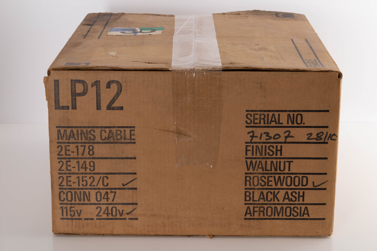 Box of a used Linn LP12 Turntable