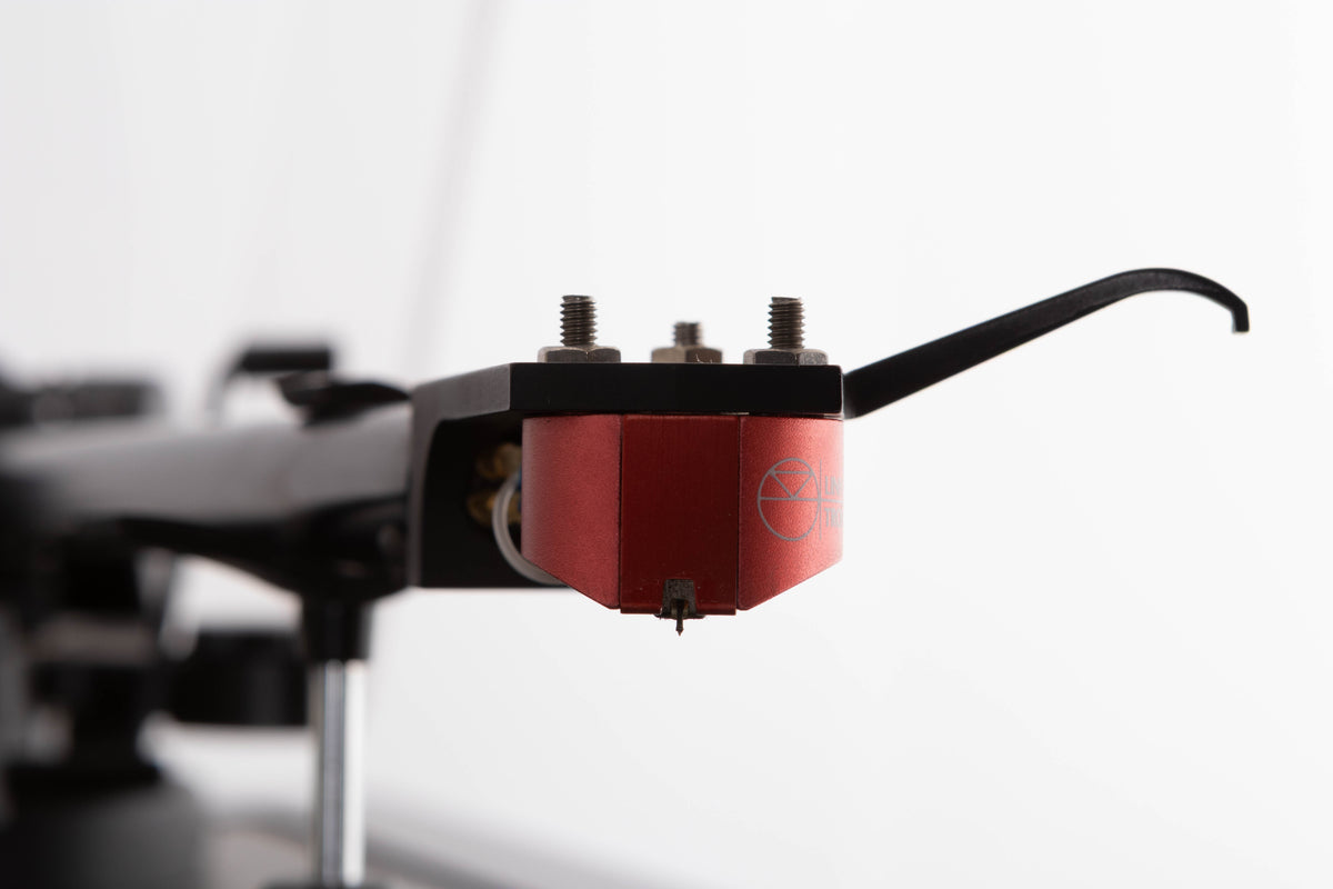 Close up view of a used Linn LP12 Turntable with Black Ittok Tonearm and Troika Cartridge
