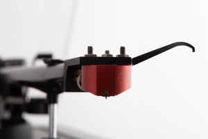 Close up view of a used Linn LP12 Turntable with Black Ittok Tonearm and Troika Cartridge