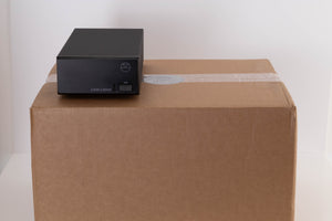 Box of a used Linn LP12 Turntable in Afromosia with Linn Lingo PSU