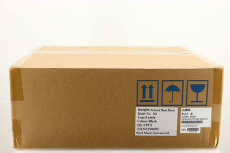 Box for a Lumin M1 Network Streaming Amplifier in a black finish