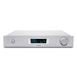 Front view of a Lumin P1 Network Streaming Amplifier in a silver finish