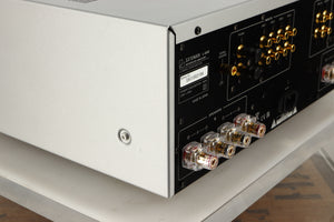 Rear left corner view of a used Luxman 505z Integrated Amplifier